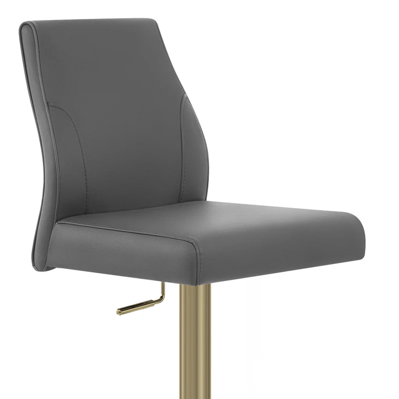 Tabouret de Bar Doré Cuir Véritable - Martello Gris