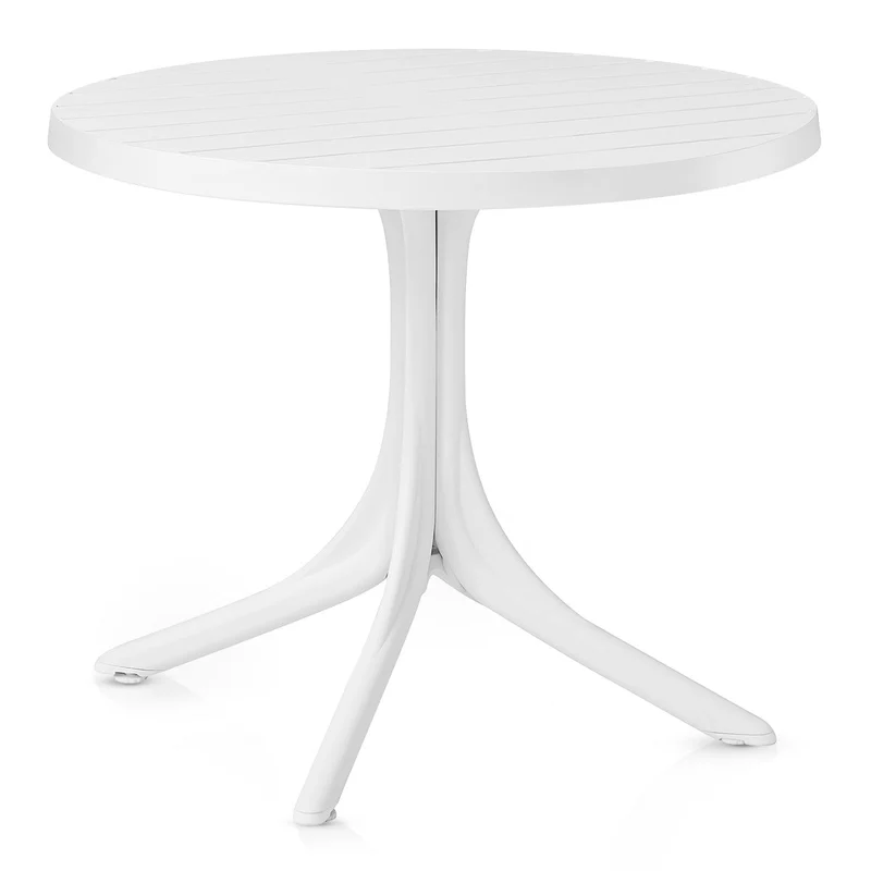 Table de Jardin Ronde Résine Métal - Mono Blanc