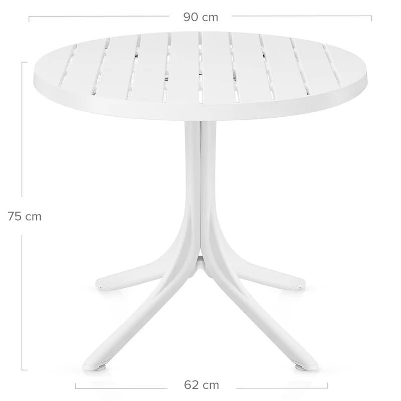 Table de Jardin Ronde Résine Métal - Mono Blanc