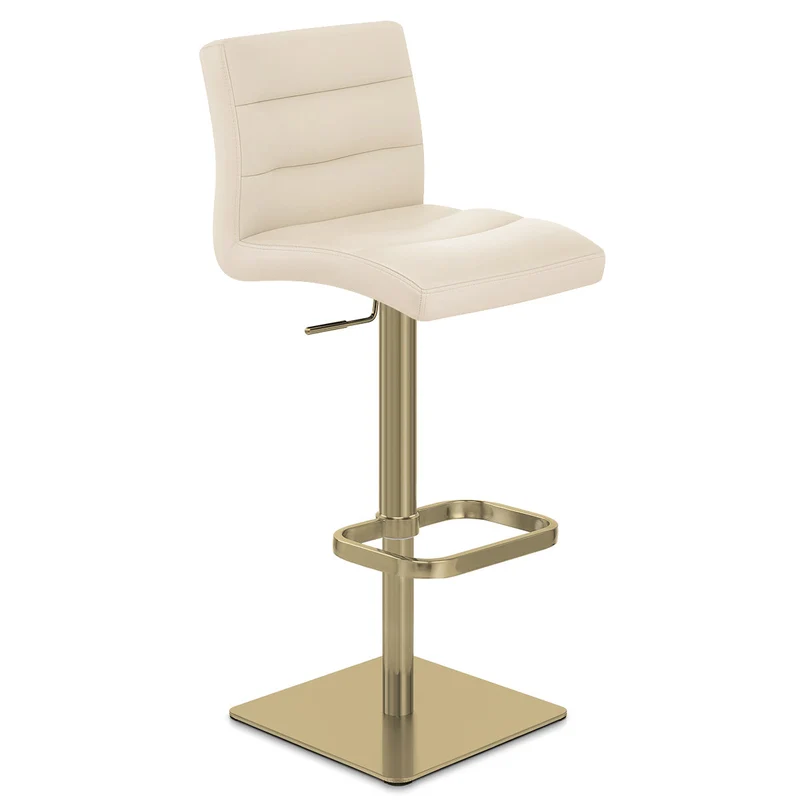 Tabouret de Bar Doré Faux Cuir - Lush Crème
