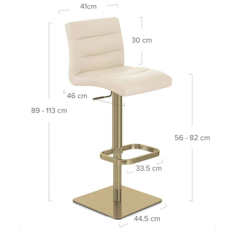Tabouret de Bar Doré Faux Cuir - Lush Crème
