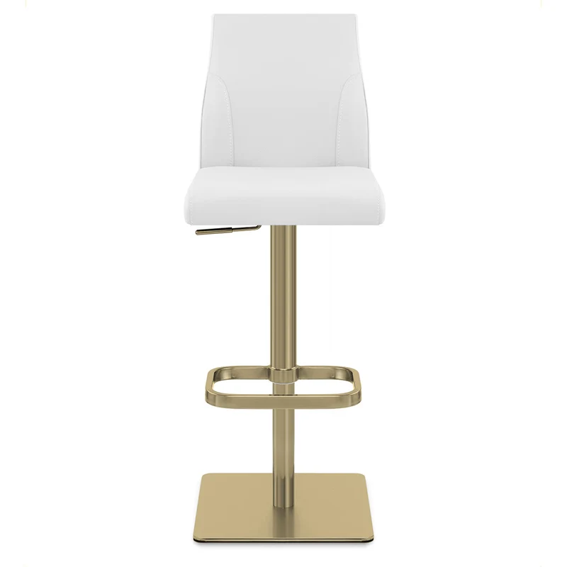 Tabouret de Bar Doré Cuir Véritable - Martello Blanc