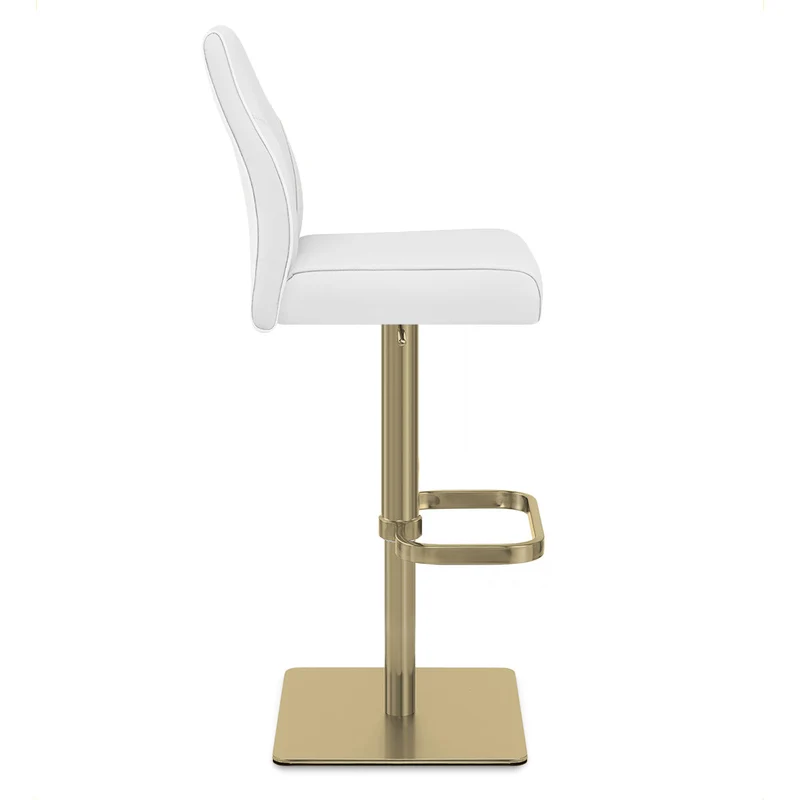 Tabouret de Bar Doré Cuir Véritable - Martello Blanc