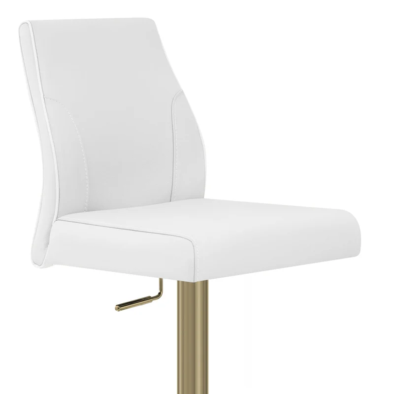 Tabouret de Bar Doré Cuir Véritable - Martello Blanc