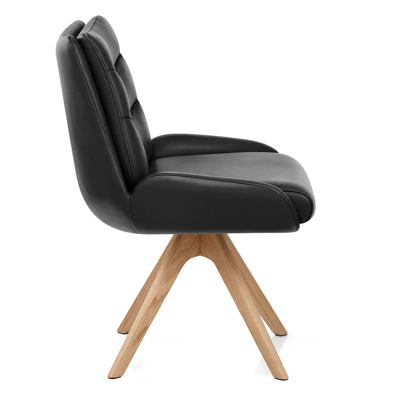 Chaise Bois Cuir Véritable - Madrid Noir