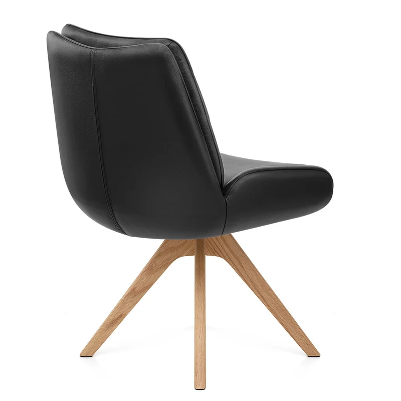 Chaise Bois Cuir Véritable - Madrid Noir