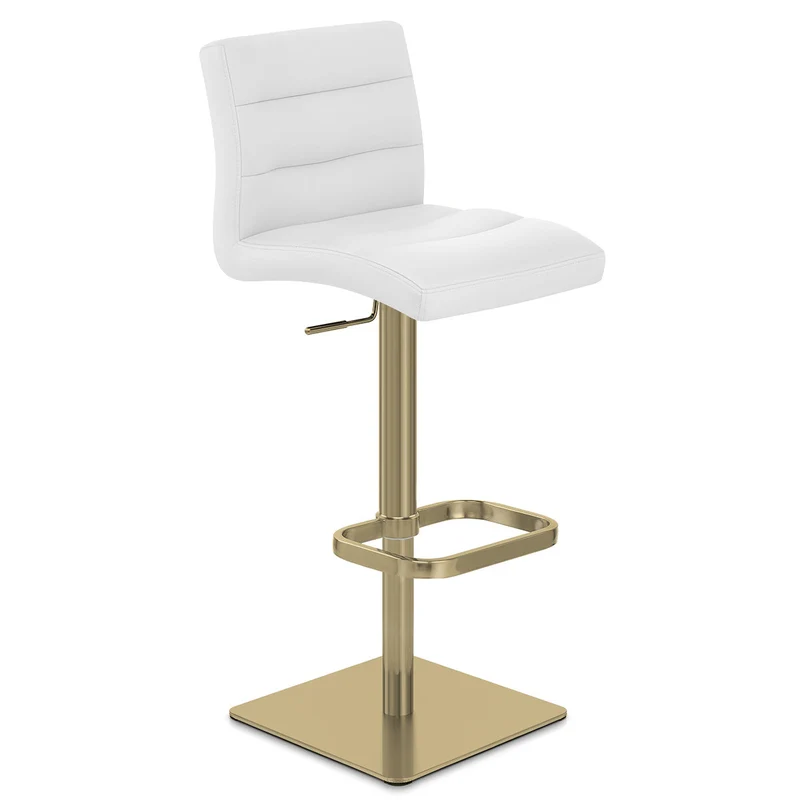 Tabouret de Bar Doré Faux Cuir - Lush Blanc