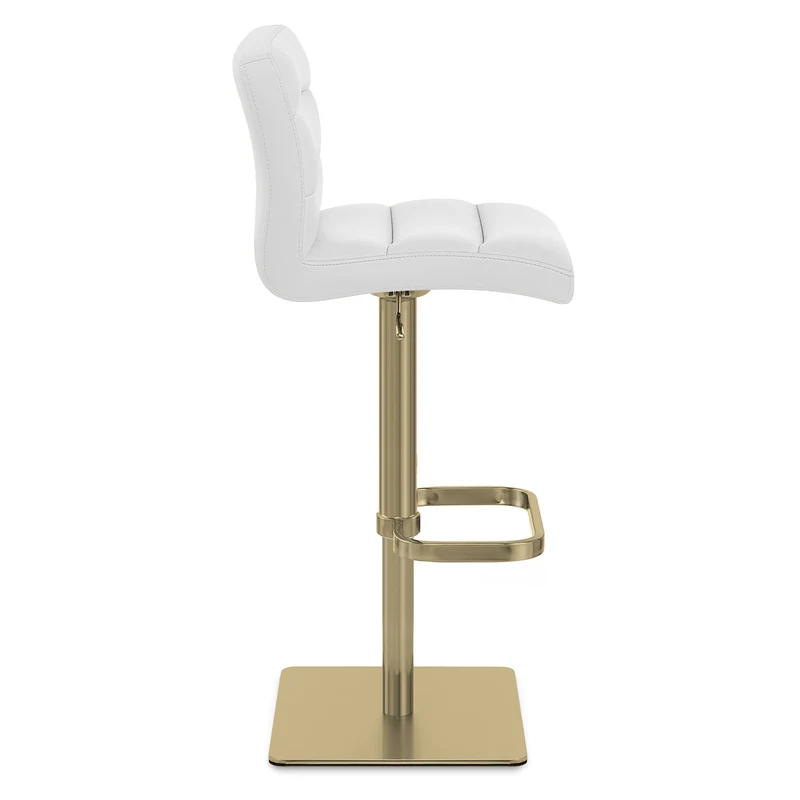Tabouret de Bar Doré Faux Cuir - Lush Blanc