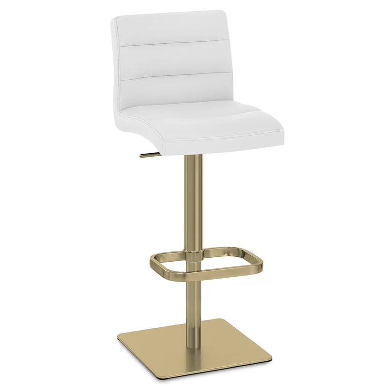 Tabouret de Bar Doré Faux Cuir - Lush Blanc
