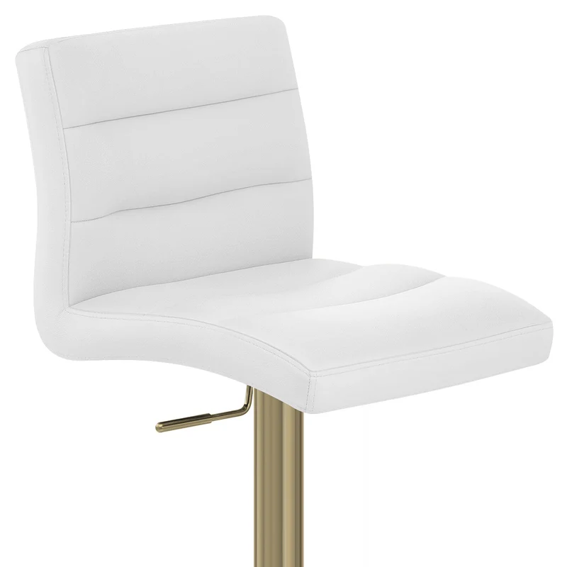 Tabouret de Bar Doré Faux Cuir - Lush Blanc