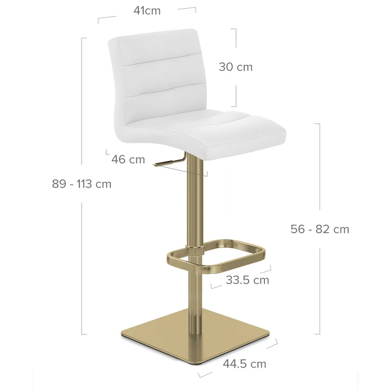 Tabouret de Bar Doré Faux Cuir - Lush Blanc