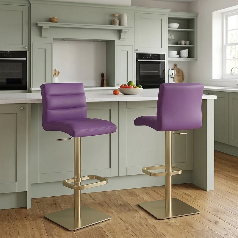 Tabouret de Bar Doré Faux Cuir - Lush Violet