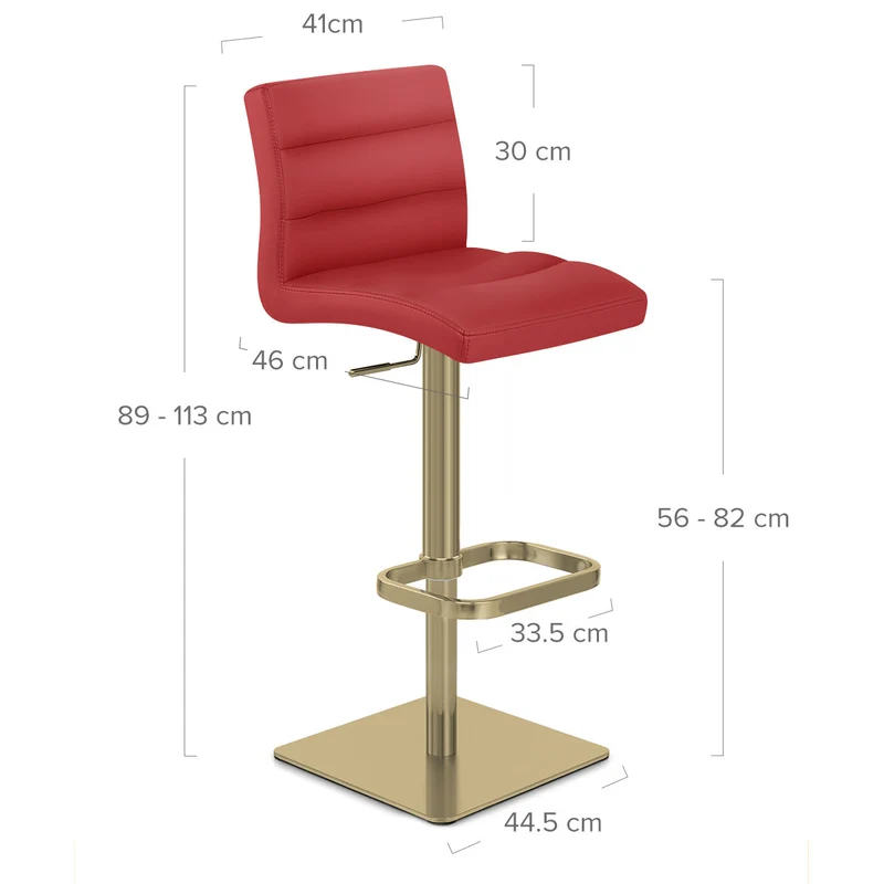 Tabouret de Bar Doré Faux Cuir - Lush Rouge