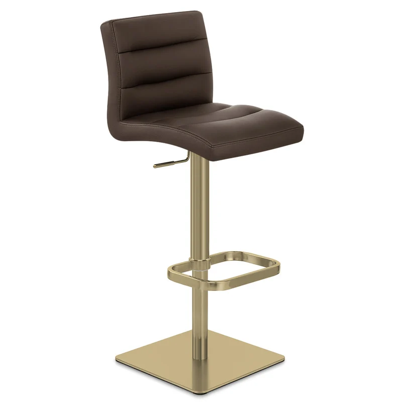 Tabouret de Bar Doré Faux Cuir - Lush Marron