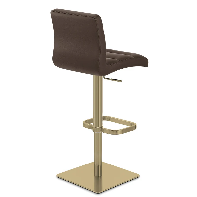 Tabouret de Bar Doré Faux Cuir - Lush Marron