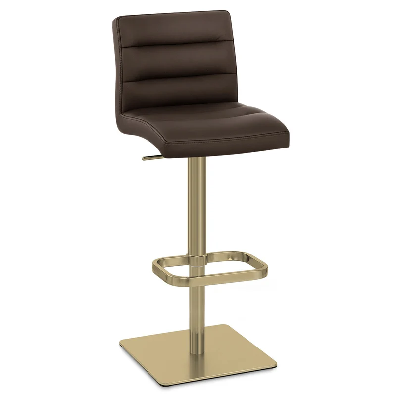 Tabouret de Bar Doré Faux Cuir - Lush Marron