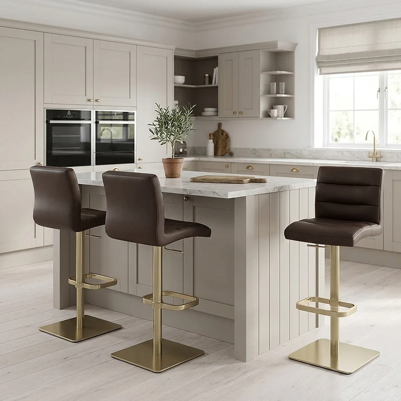 Tabouret de Bar Doré Faux Cuir - Lush Marron