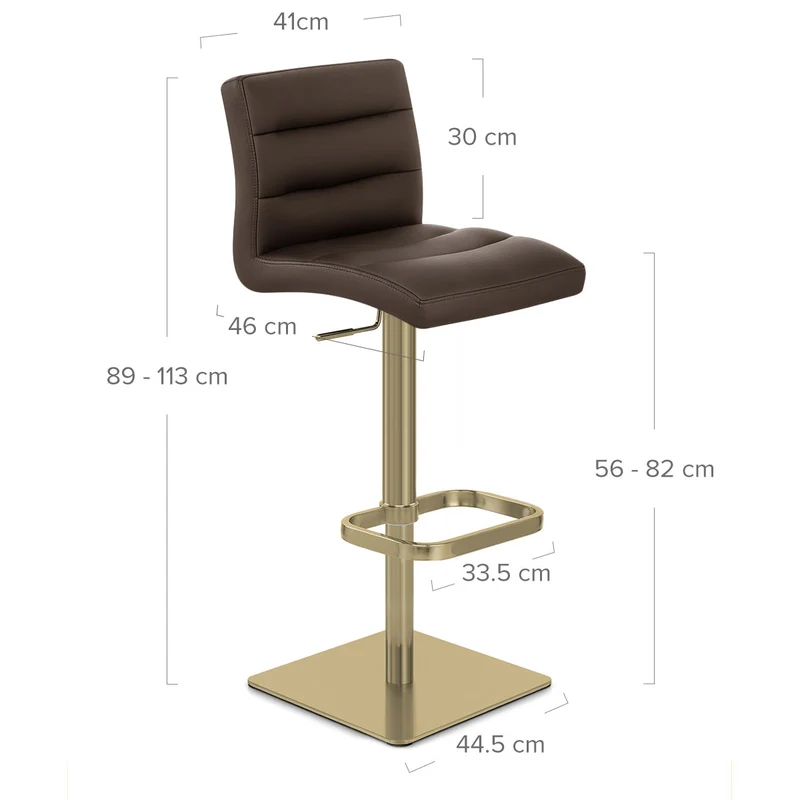 Tabouret de Bar Doré Faux Cuir - Lush Marron
