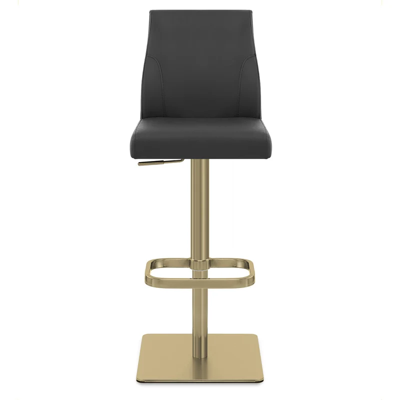 Tabouret de Bar Doré Cuir Véritable - Martello Noir