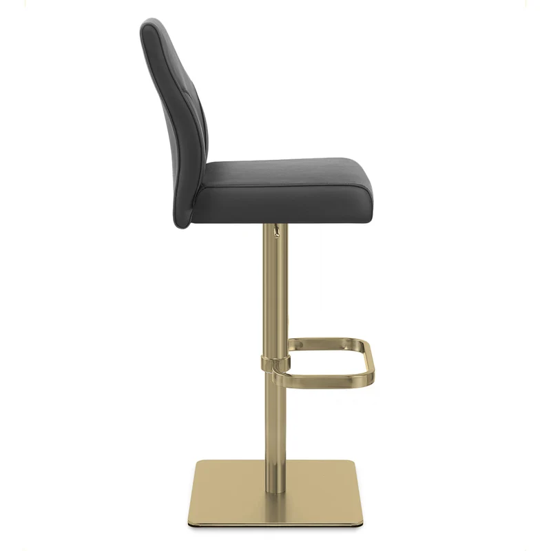 Tabouret de Bar Doré Cuir Véritable - Martello Noir