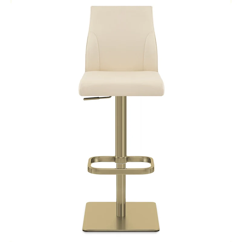 Tabouret de Bar Doré Cuir Véritable - Martello Crème