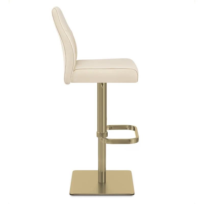 Tabouret de Bar Doré Cuir Véritable - Martello Crème