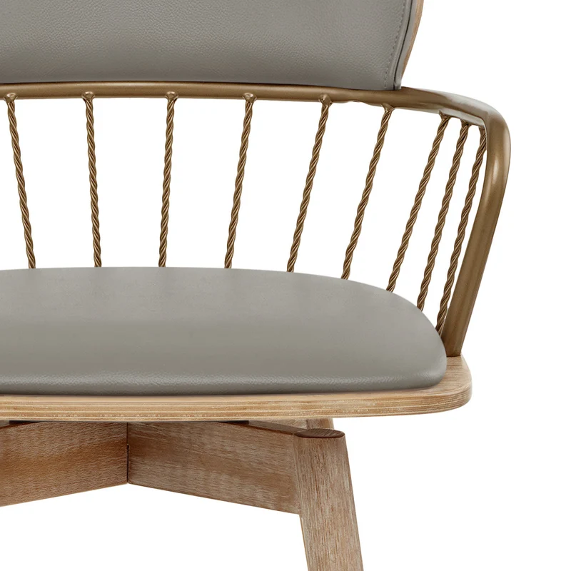 Tabouret de Bar Bois Cuir Véritable - Opera Gris
