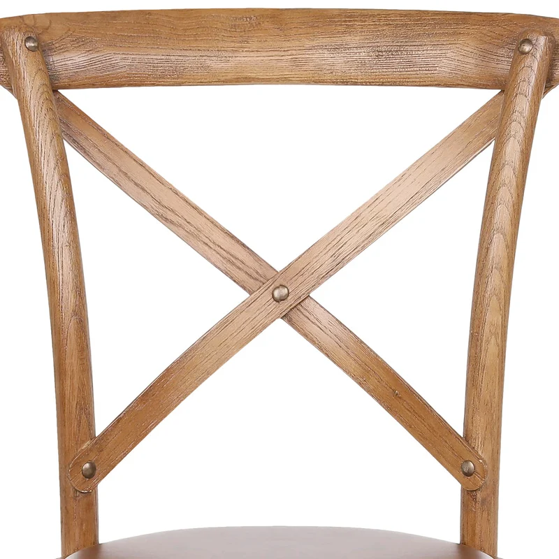 Chaise Bois Cuir Véritable - Marcel Marron