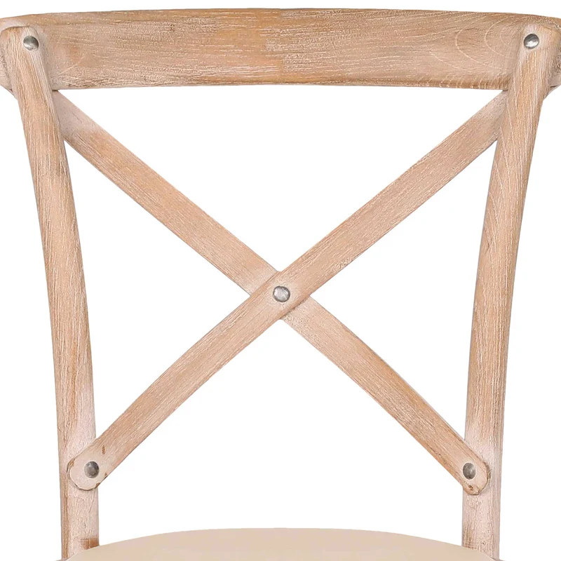 Chaise Bois Cuir Véritable - Marcel Crème
