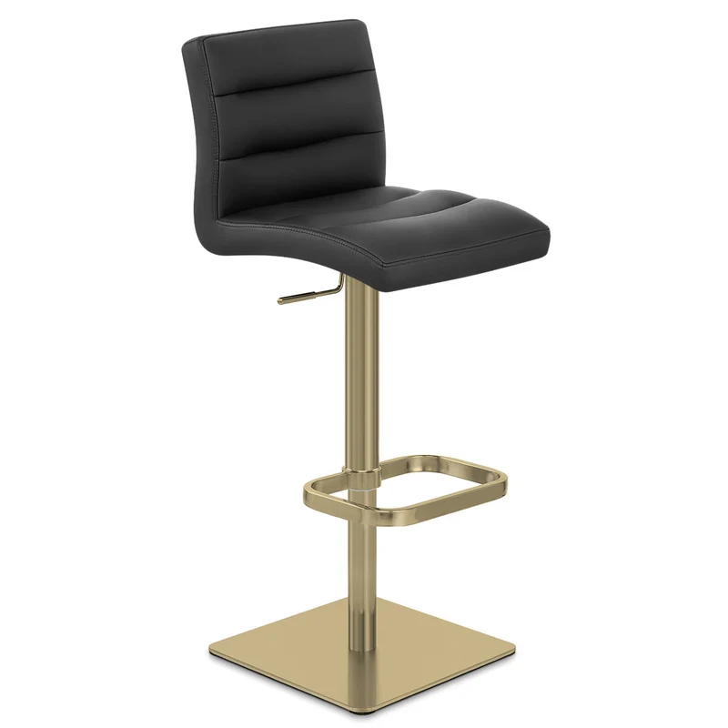 Tabouret de Bar Doré Faux Cuir - Lush Noir