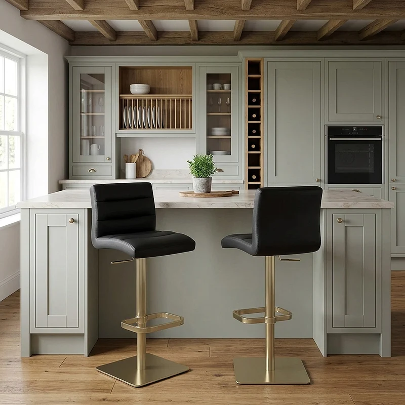 Tabouret de Bar Doré Faux Cuir - Lush Noir