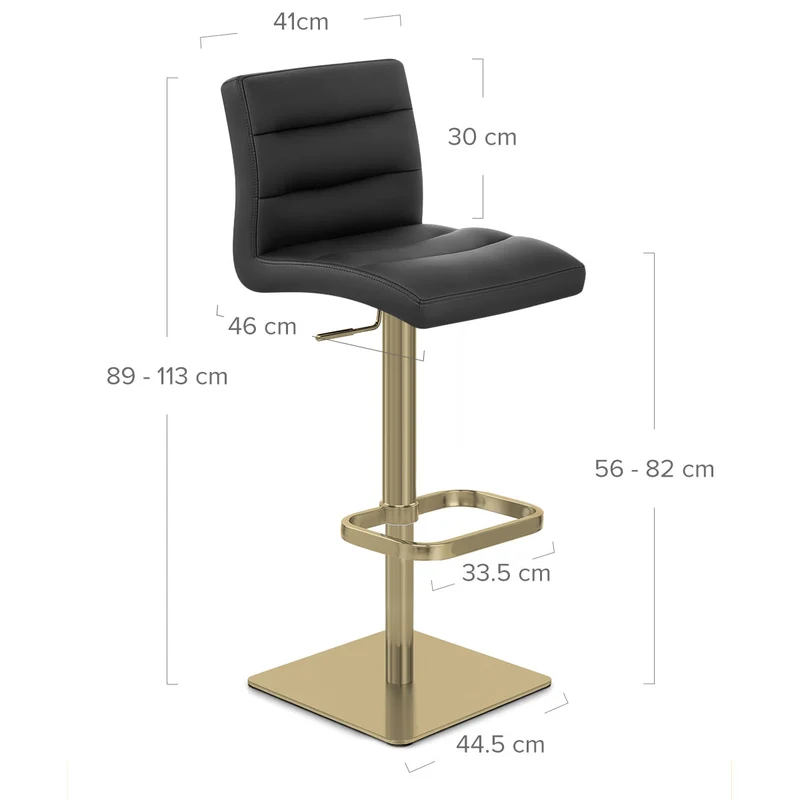 Tabouret de Bar Doré Faux Cuir - Lush Noir
