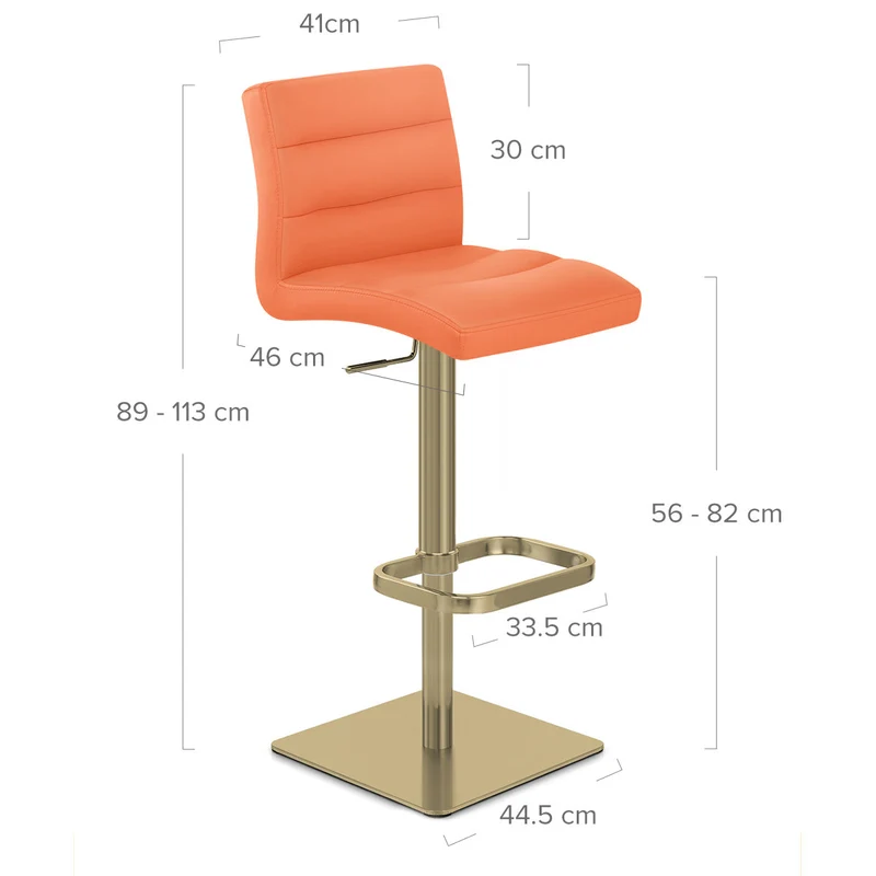Tabouret de Bar Doré Faux Cuir - Lush Orange