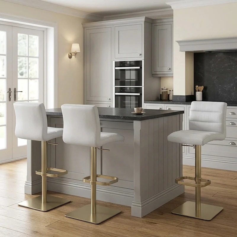 Tabouret de Bar Doré Faux Cuir - Lush Gris
