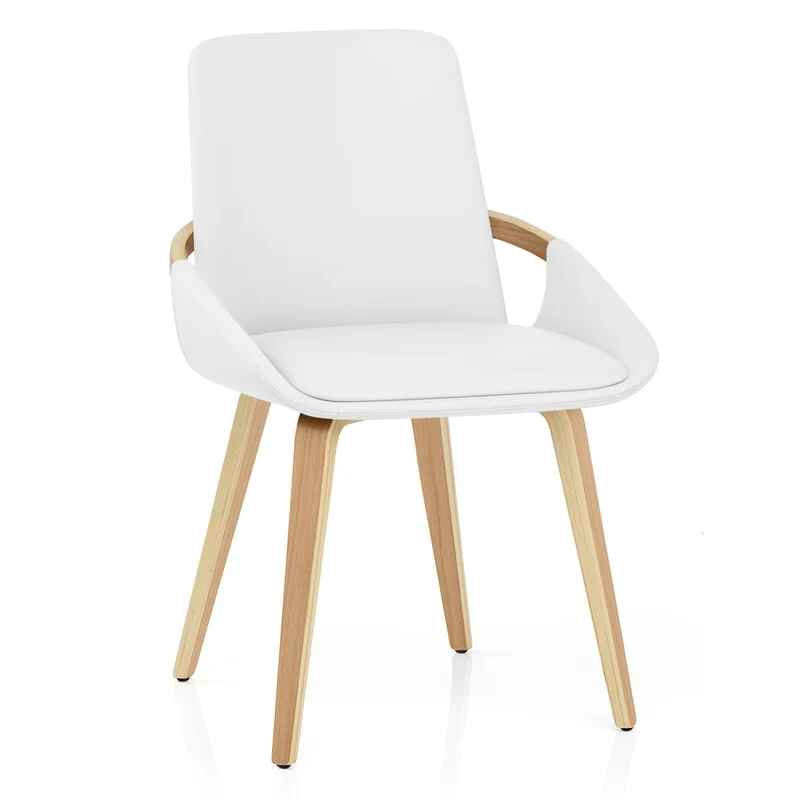 Chaise Bois Faux Cuir - Ohio Blanc