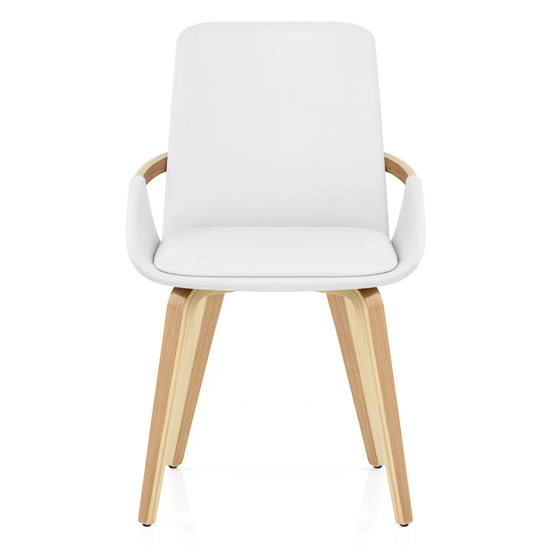 Chaise Bois Faux Cuir - Ohio Blanc