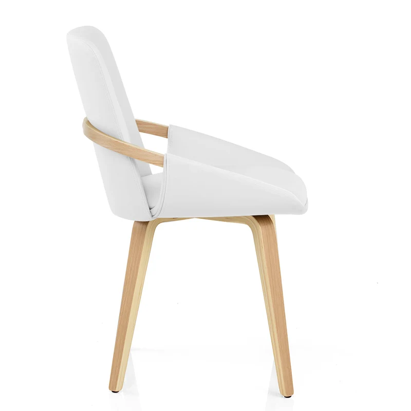 Chaise Bois Faux Cuir - Ohio Blanc