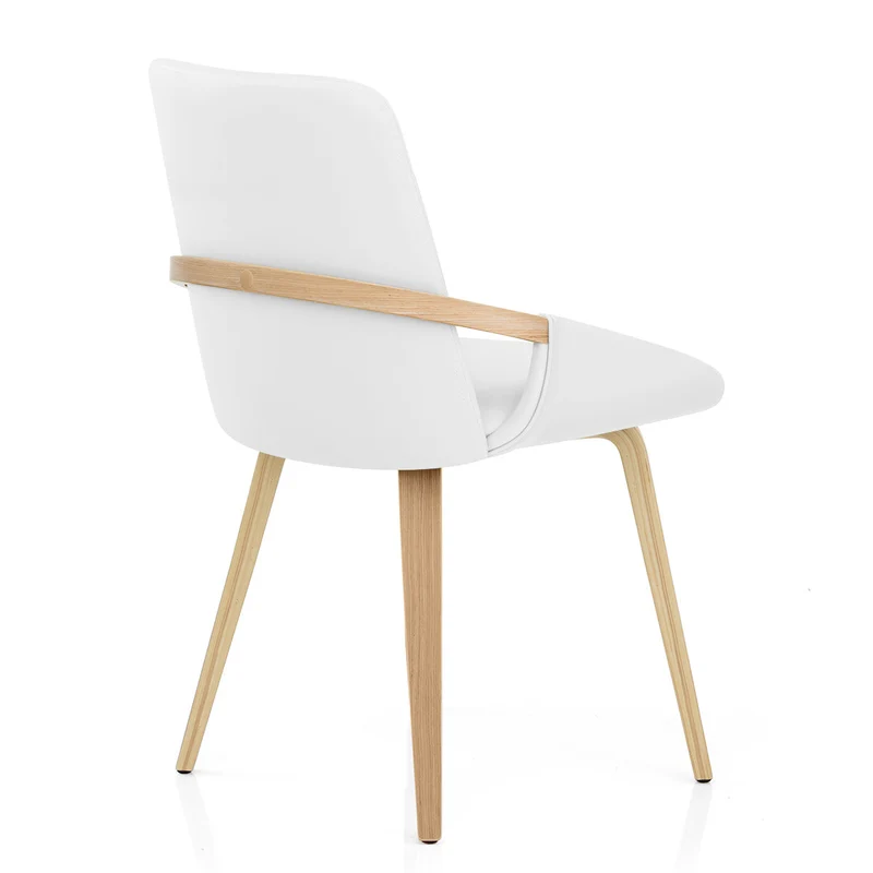 Chaise Bois Faux Cuir - Ohio Blanc
