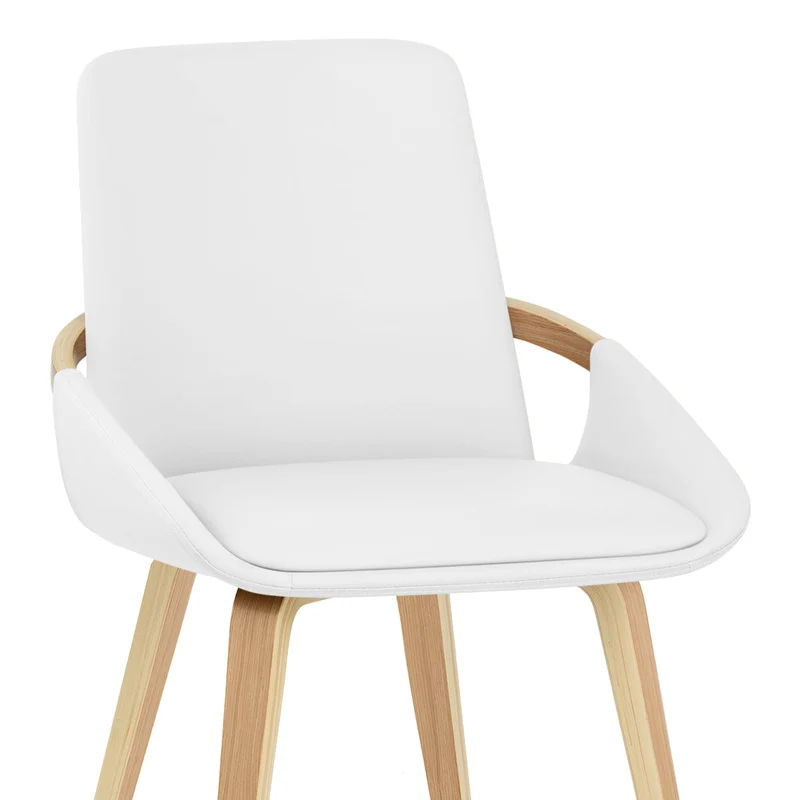 Chaise Bois Faux Cuir - Ohio Blanc