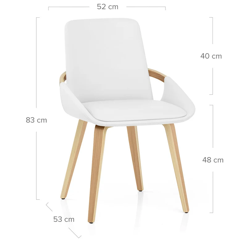 Chaise Bois Faux Cuir - Ohio Blanc
