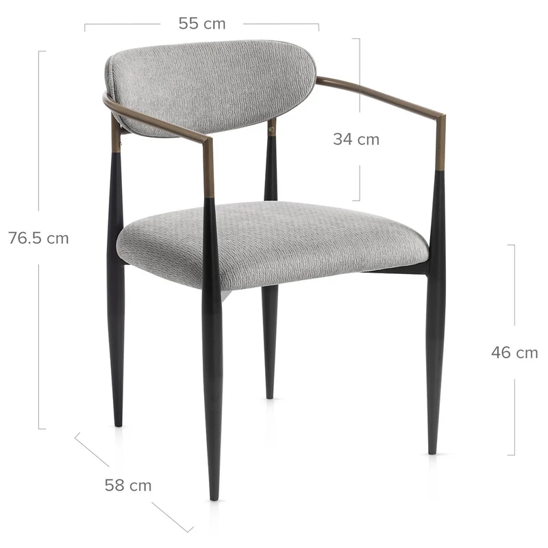 Chaise Métal Tissu - Lumix Gris