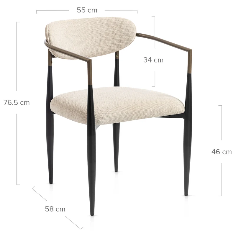 Chaise Métal Tissu - Lumix Crème
