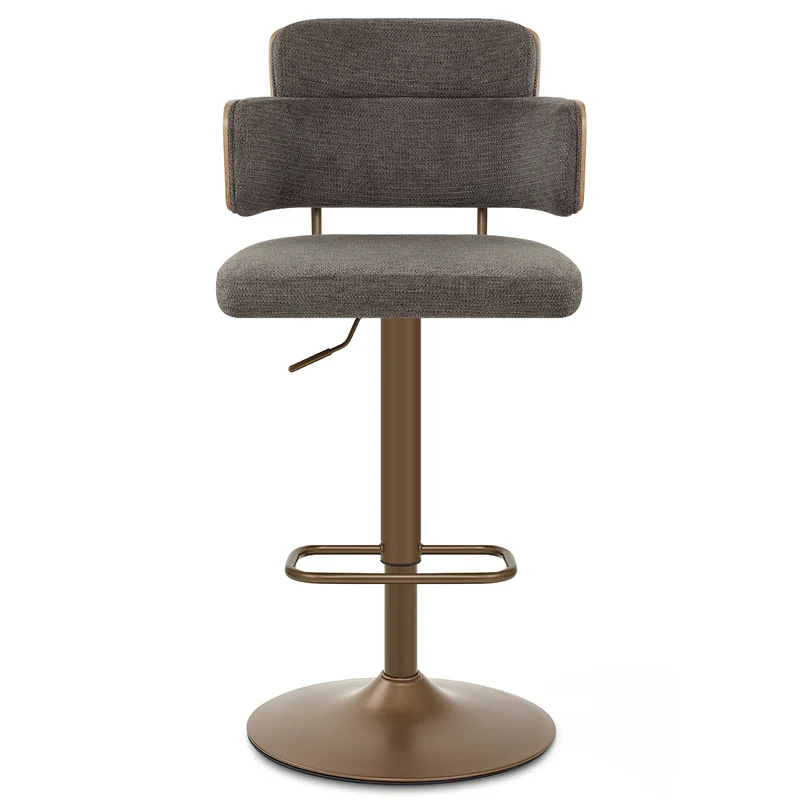 Tabouret de Bar Cuivre Tissu - Logan Gris