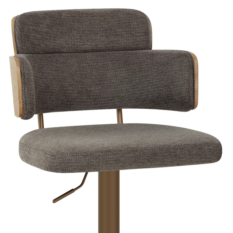 Tabouret de Bar Cuivre Tissu - Logan Gris