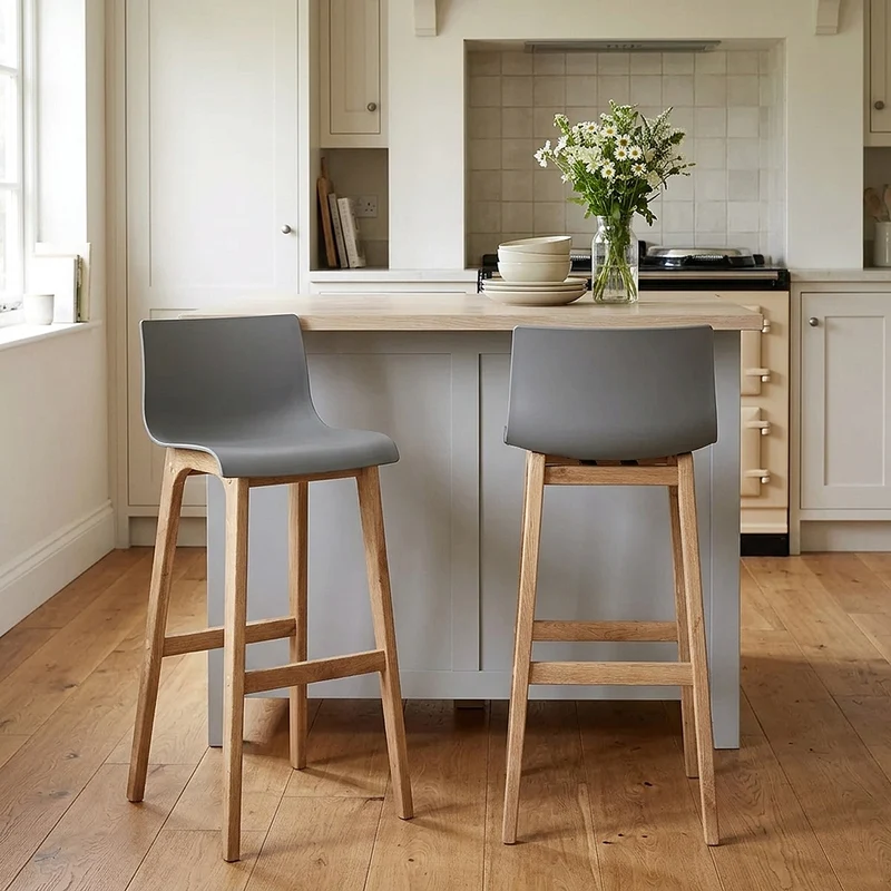 Tabouret de Bar Résine Bois - High Drift Gris Foncé