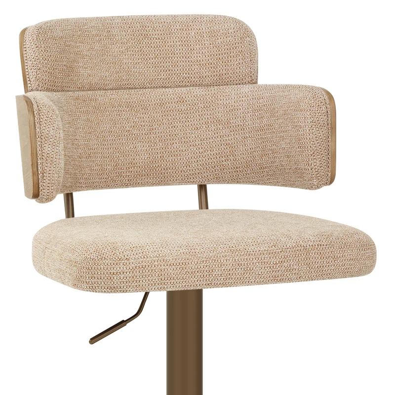 Tabouret de Bar Cuivre Tissu - Logan Crème