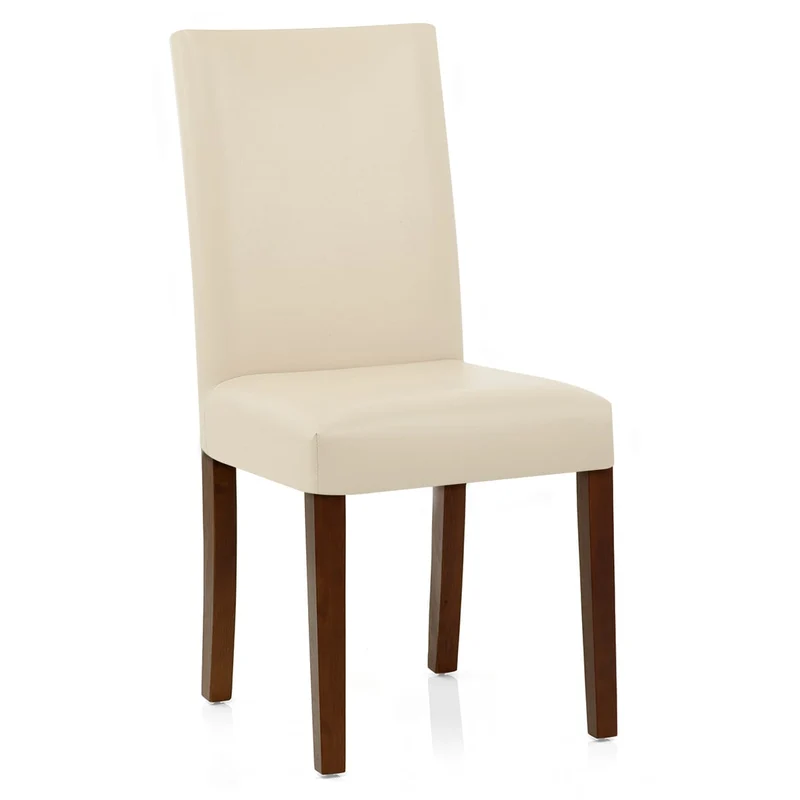 Chaise Cuir Croûté Bois - Chicago Noyer Crème
