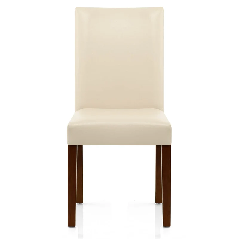 Chaise Cuir Croûté Bois - Chicago Noyer Crème