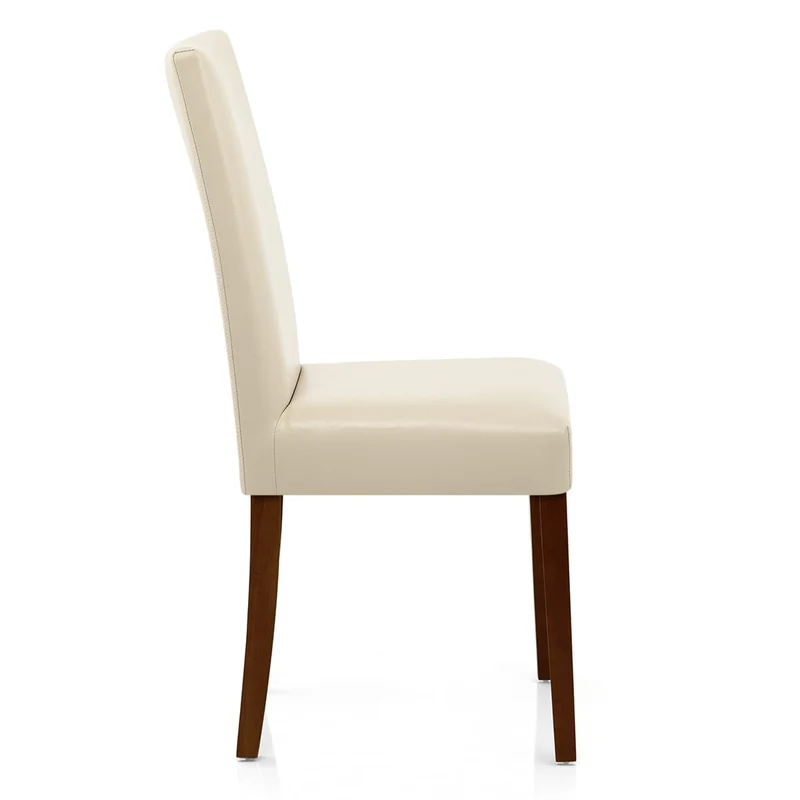 Chaise Cuir Croûté Bois - Chicago Noyer Crème