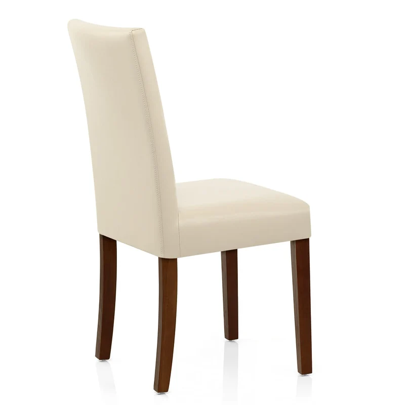 Chaise Cuir Croûté Bois - Chicago Noyer Crème